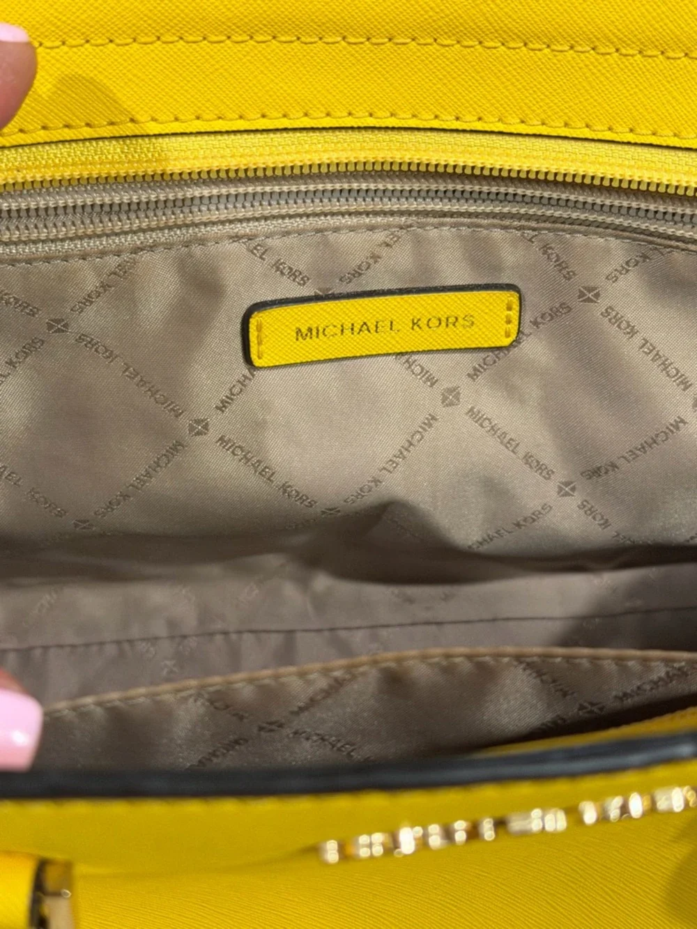 Michael Kors Selma Medium Saffiano Leather Satchel - Yellow